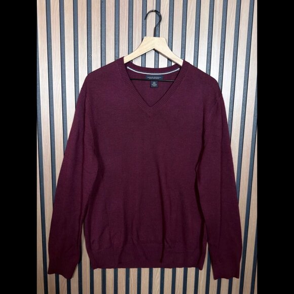 Banana Republic Other - Banana Republic Sweater Large Mens Red 100% Extra Fine Merino Wool V Neck